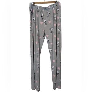 munki munki Gray Pajama Bottoms with Snoopy and Pink Hearts